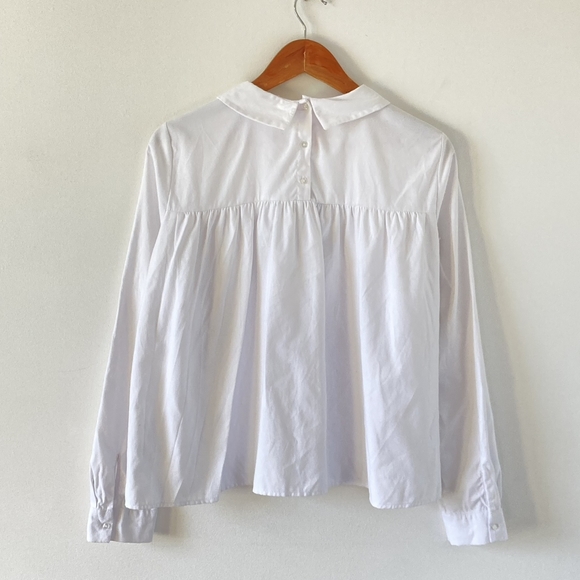 Pre-Loved Zara White Blouse with Intricate Embellishment Design Brooch UK Size M - Picture 5 of 13